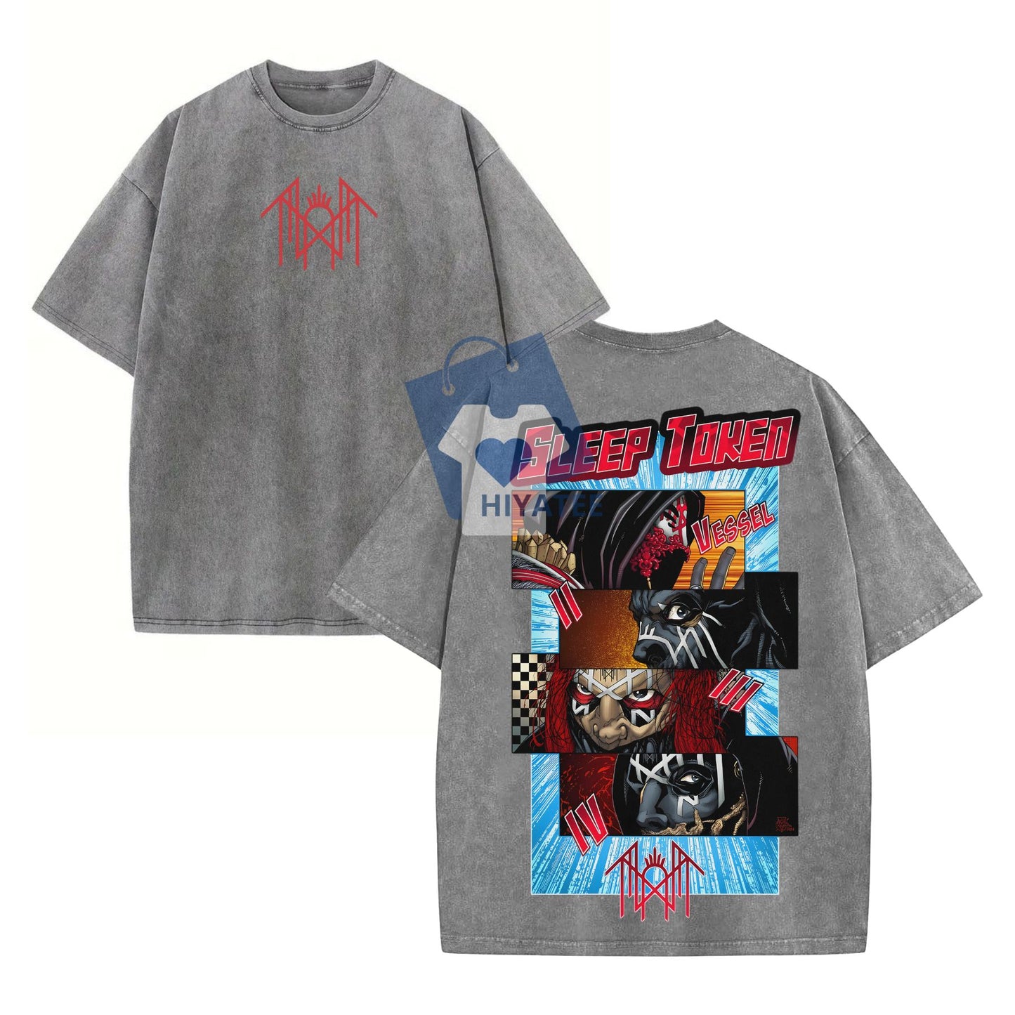 Sleep Token Band Shirt – Oversized Washed Cotton Rock Tee – Unisex Heavy Metal Shirt – Emo Alt Punk Goth Gift