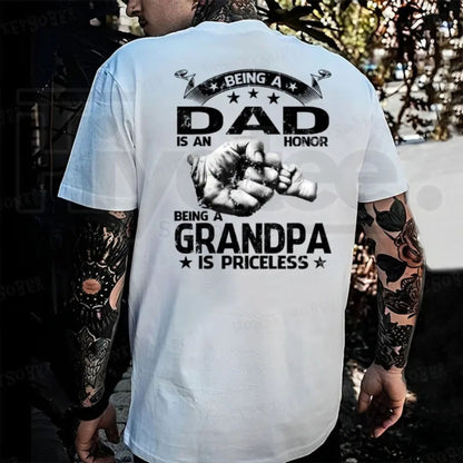 Being A Dad Is An Honor Being Grandpa Is Priceless T-Shirt – Pure Cotton Graphic Tee