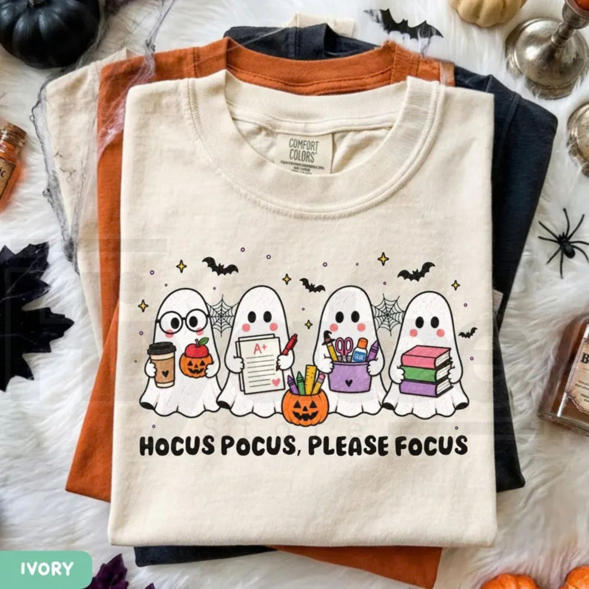 Comfort Colors Funny Teacher Ghost Halloween School Tee