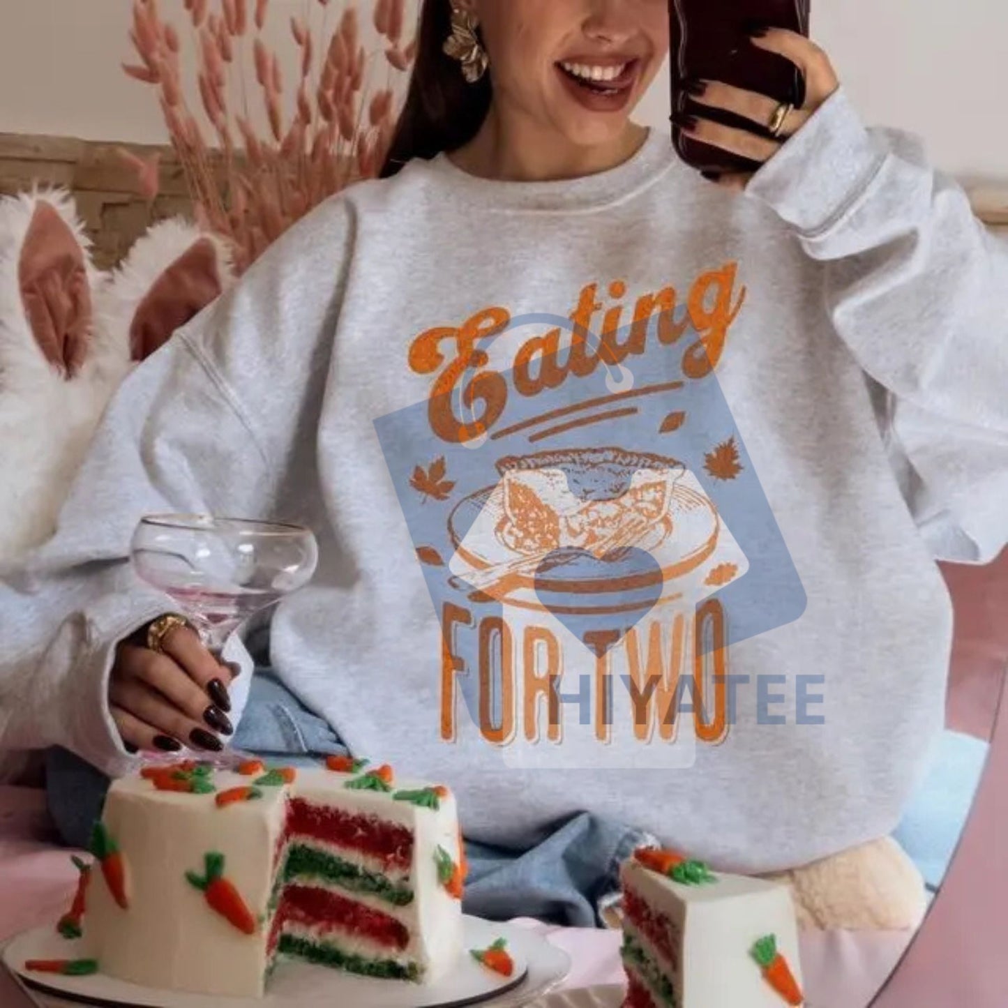 Eating for Two Thanksgiving Pregnancy Announcement Sweatshirt – Fall Baby Reveal Shirt, Fall Maternity Top
