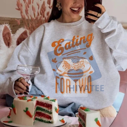 Eating for Two Thanksgiving Pregnancy Announcement Sweatshirt – Fall Baby Reveal Shirt, Fall Maternity Top