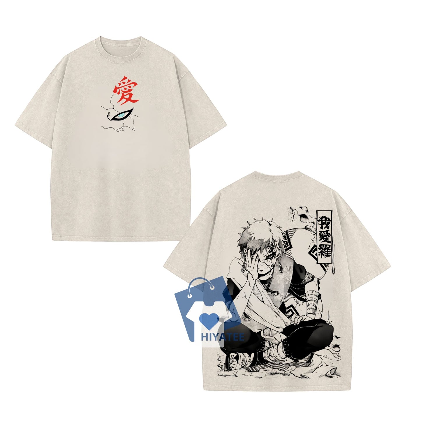 Gara - Naruto Anime Double Printed Vintage Washed Tee