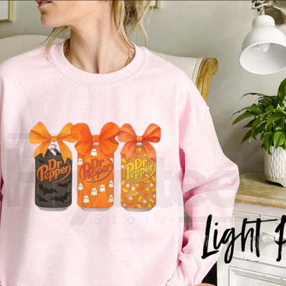 Dr Pepper Halloween Sweatshirt – Spooky Soda Graphic Crewneck, Soft Cozy Fall Unisex Pullover