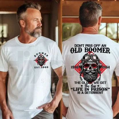 "Don’t P*ss Off A Boomer" Customized Skull Tee – Funny Vintage Birthday Gift