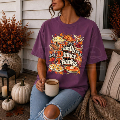 Comfort Colors FDT Family Dinner Thanks T-Shirt – Hidden Message Thanksgiving Tee