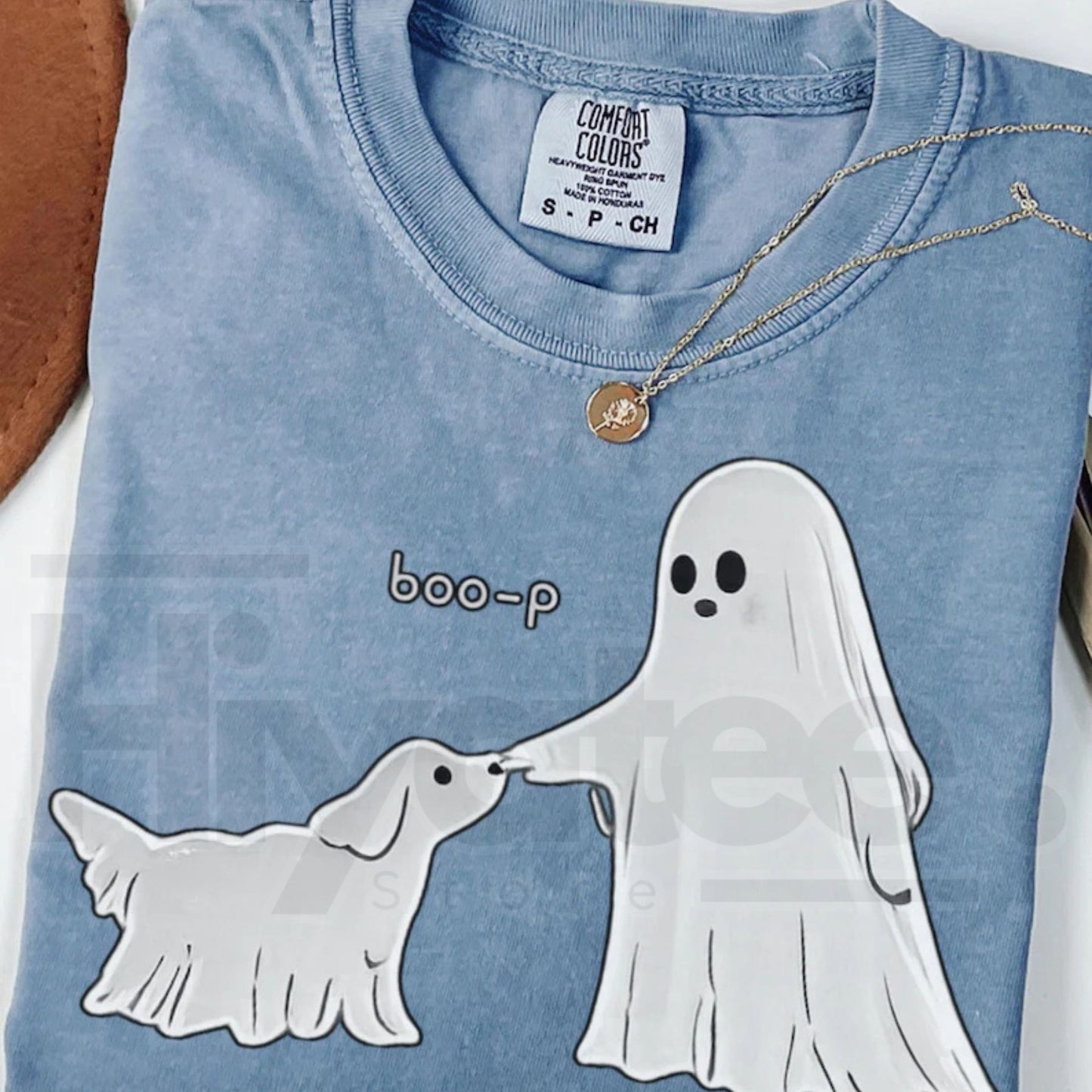 Boo-p Ghost Dog Comfort Colors T-Shirt Funny Halloween Dog Mom Tee