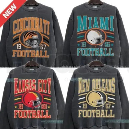 Vintage Team Football Oversized 90s Sweatshirt – Hometown Throwback Graphic Pullover, Unisex Sport Apparel