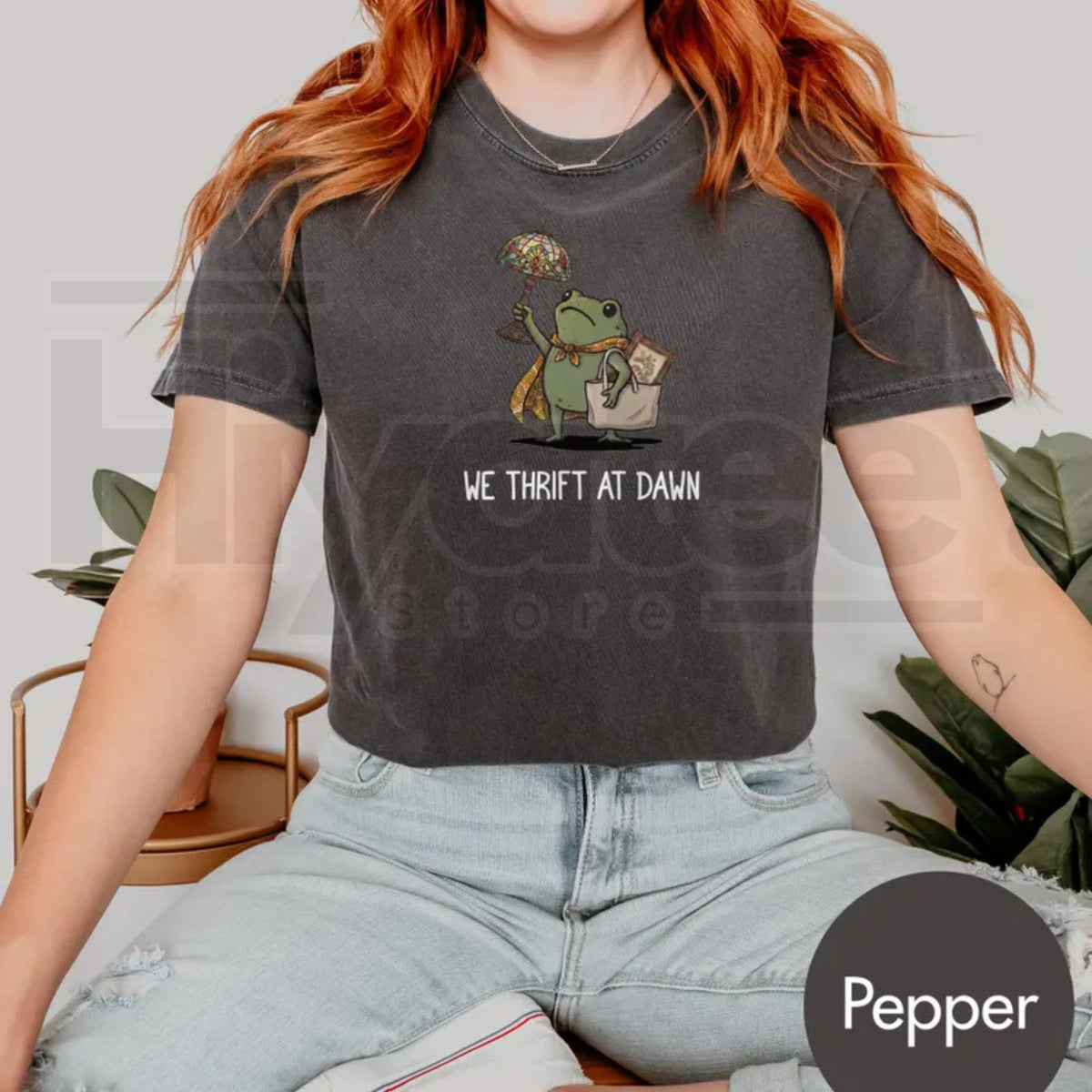 Comfort Colors We Thrift At Dawn Funny Frog Meme Tee