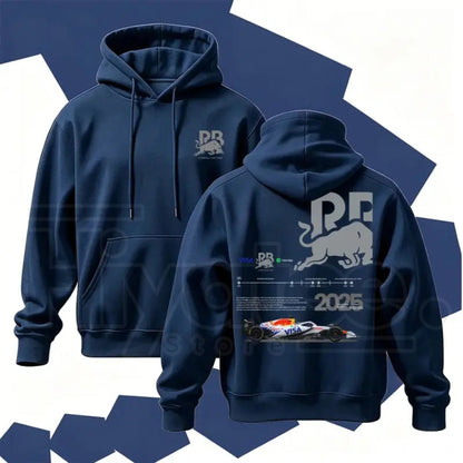 Men's Vintage Racing Cartoon Graphic Poly-Cotton Hoodie – Retro Motorsport Streetwear Pullover