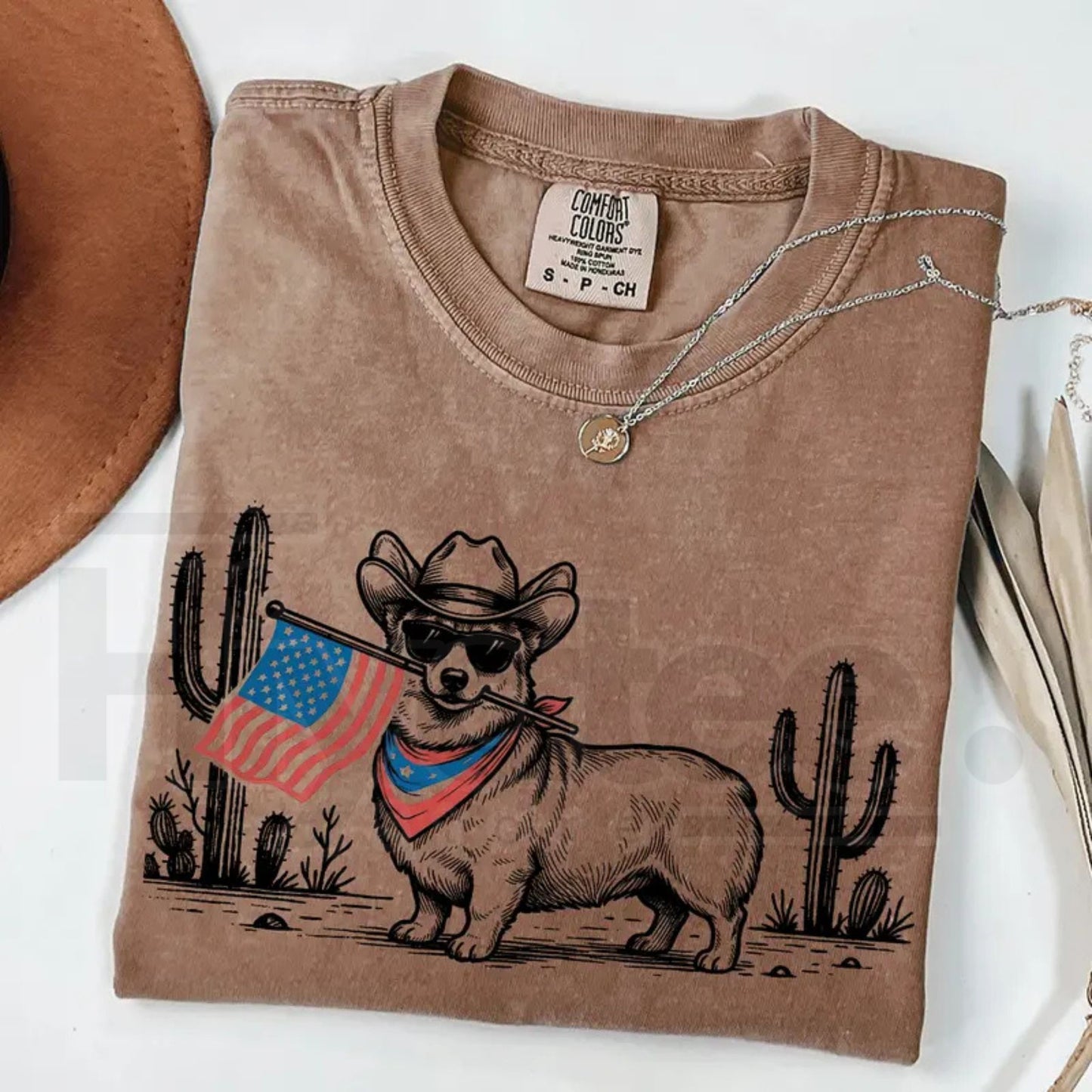 Comfort Colors® Patriotic Western Cowboy Dog Shirt – 4th of July USA Flag Dog Lover Tee