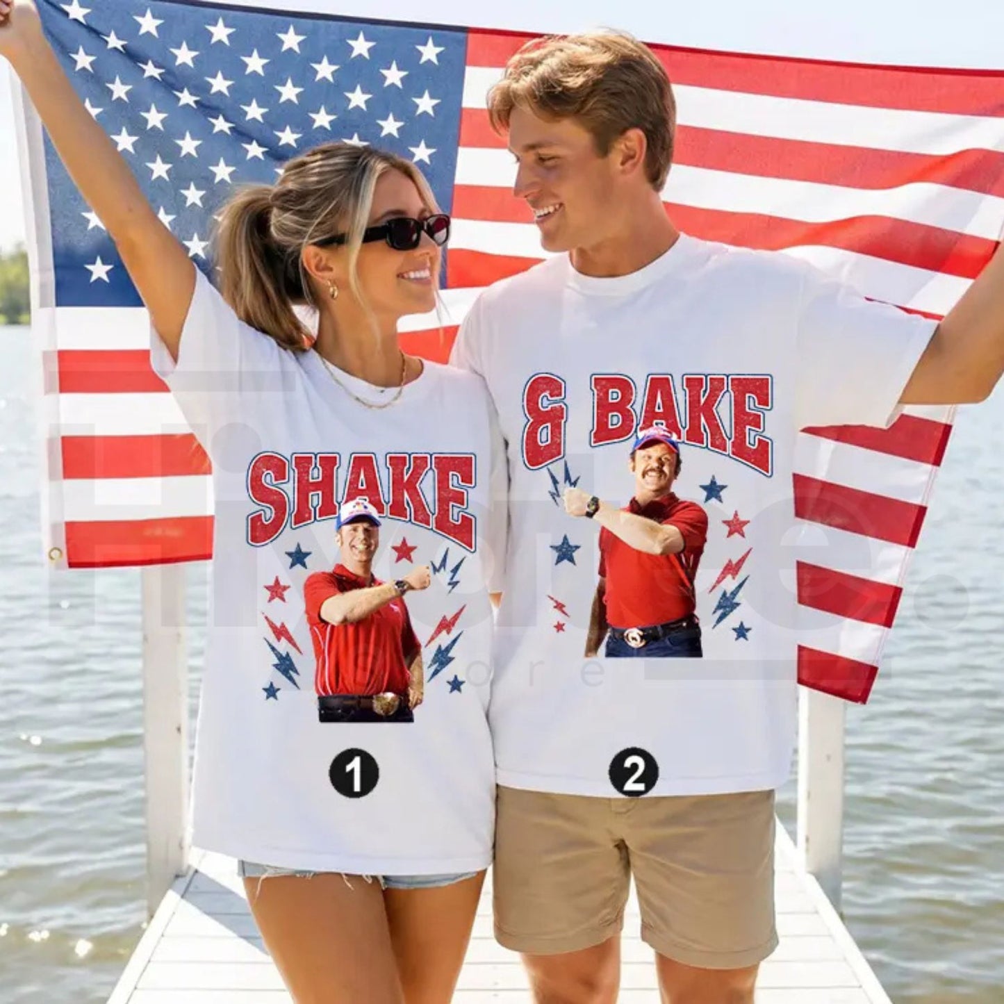 Shake and Bake 4th of July T-Shirt – Funny Matching Couples Independence Day Tee