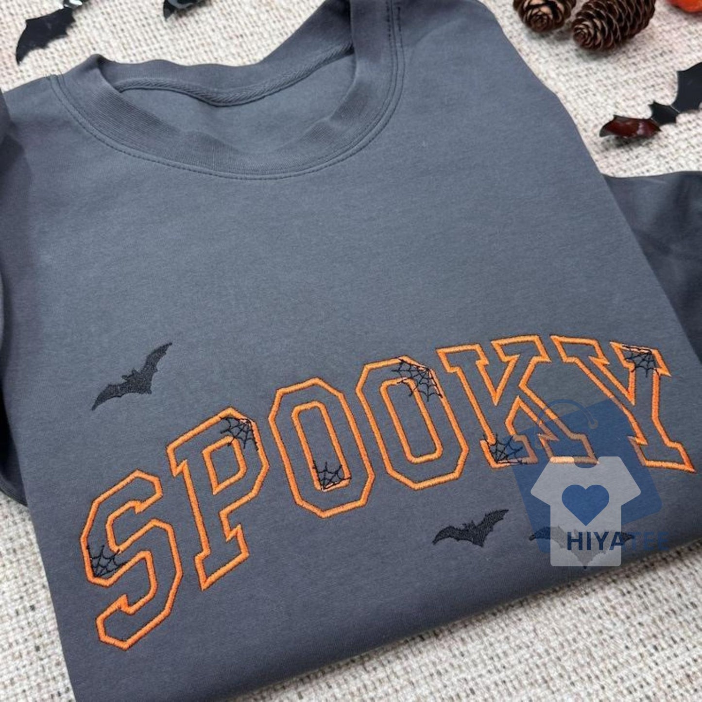 Spooky Embroidered Halloween Sweatshirt – Cute Fall Crewneck for Autumn & Spooky Season