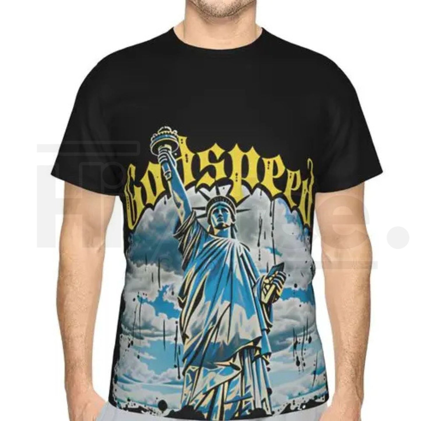 Godspeed Statue of Liberty Graphic Tee – Oversized Heavyweight Streetwear T-Shirt