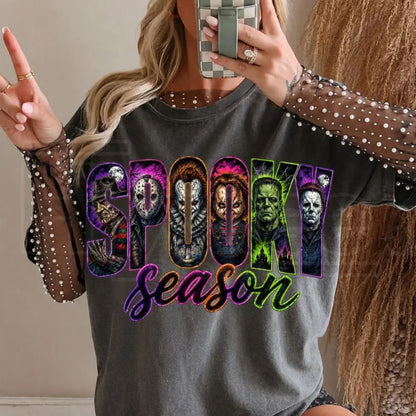 Comfort Colors Neon Horror Halloween Shirt Retro Scary Movie Tee