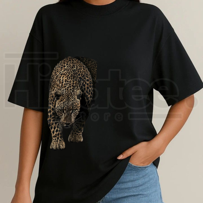 Black Leopard Graphic T-Shirt – Wild Animal Print Streetwear Unisex Tee