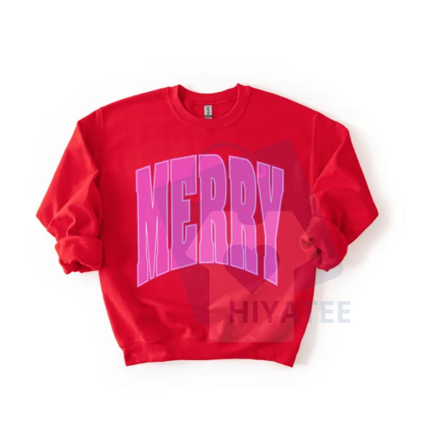 Merry Oversized Print Christmas Sweatshirt: Cozy Loose Fit Holiday Pullover, Trendy Festive Graphic Crewneck, Unisex Gift Idea