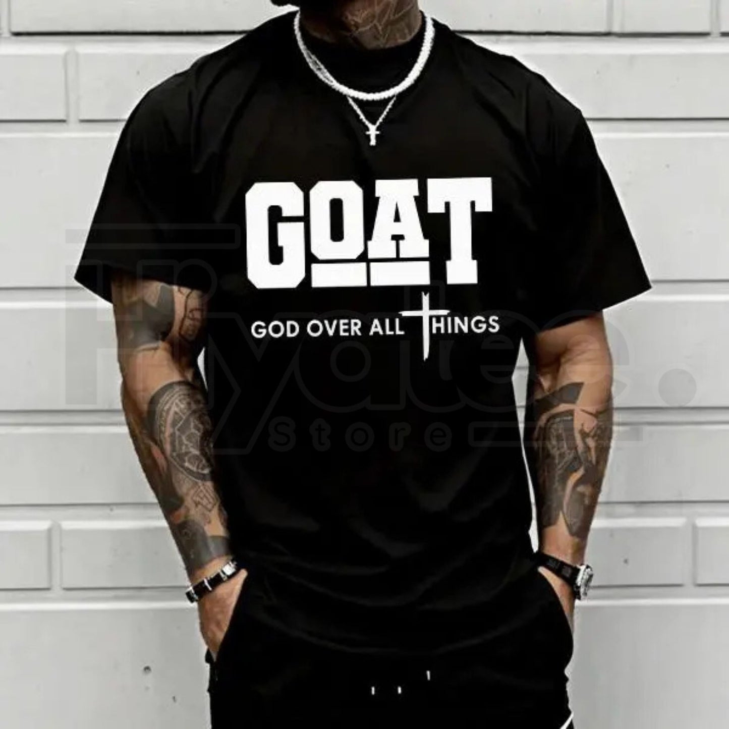 "GOAT – God Over All" – Trendy Christian Urban Fashion Graphic Top