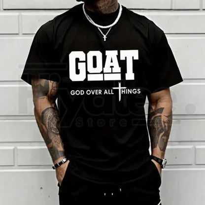 "GOAT – God Over All" – Trendy Christian Urban Fashion Graphic Top