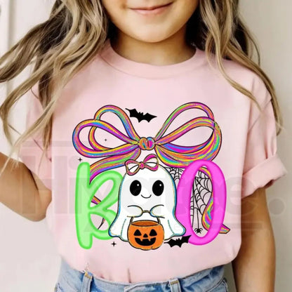Cute Ghost Halloween Youth T-Shirt | Spooky Boo Shirt for Girls & Toddlers