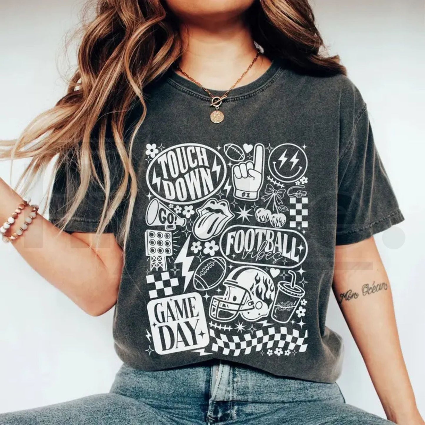Comfort Colors Retro Football Shirt Mama T-Shirt Game Day Tee