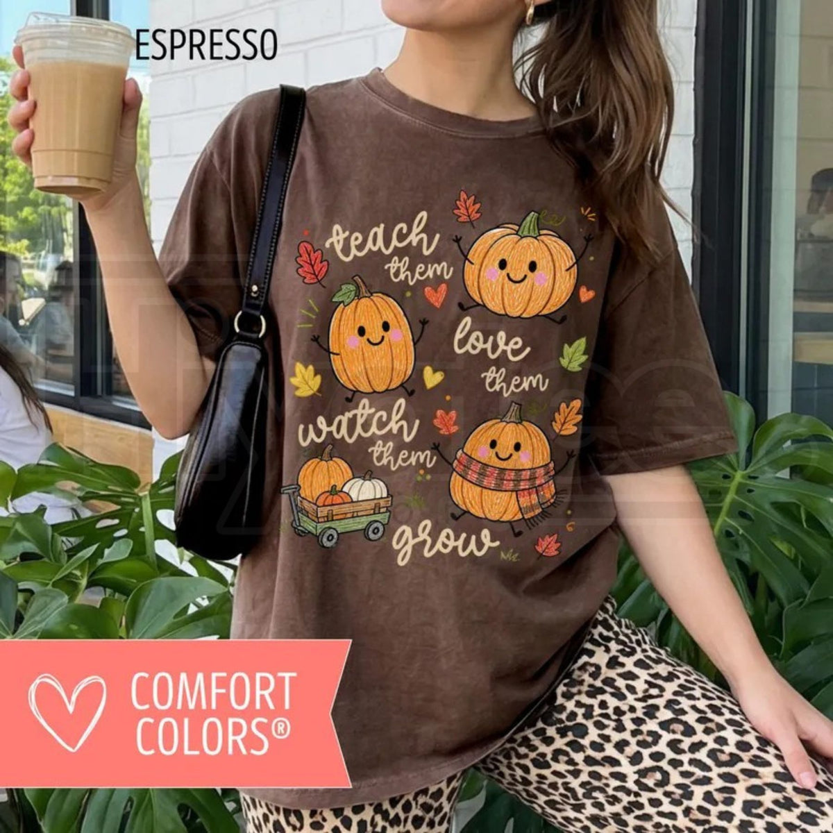 Fall Teacher Comfort Colors Teach Them Pumpkin Thanksgiving Tee
