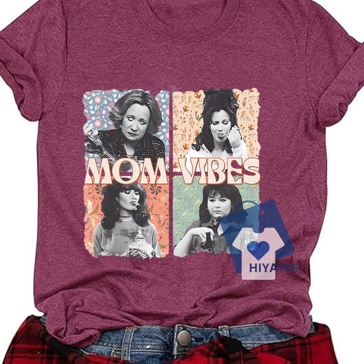 Stylish Mom Vibes Graphic Tee for Women – Casual Round Neck Short Sleeve T-Shirt for Daily Wear and All Seasons Comfort