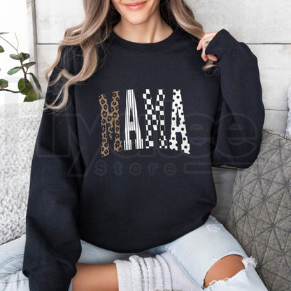 Leopard Stripe Mama Wifey Sweatshirt | Trendy Women's Crewneck Top