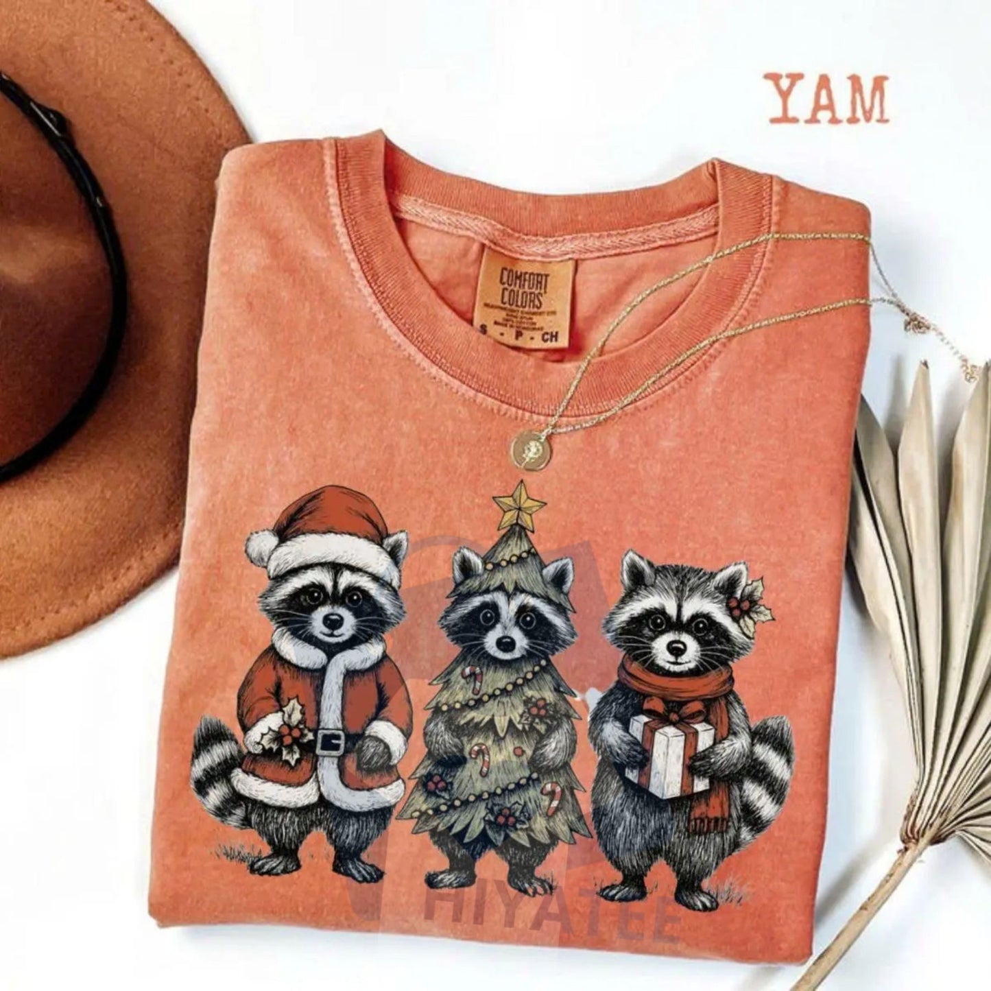 Comfort Colors Christmas Raccoons T-Shirt – Cute Woodland Trio Holiday Tee