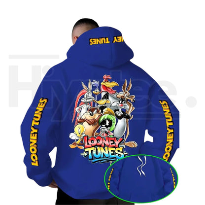 Warner Bros Looney Tunes Gradient Print Hoodie – Vintage Cartoon Character Pullover