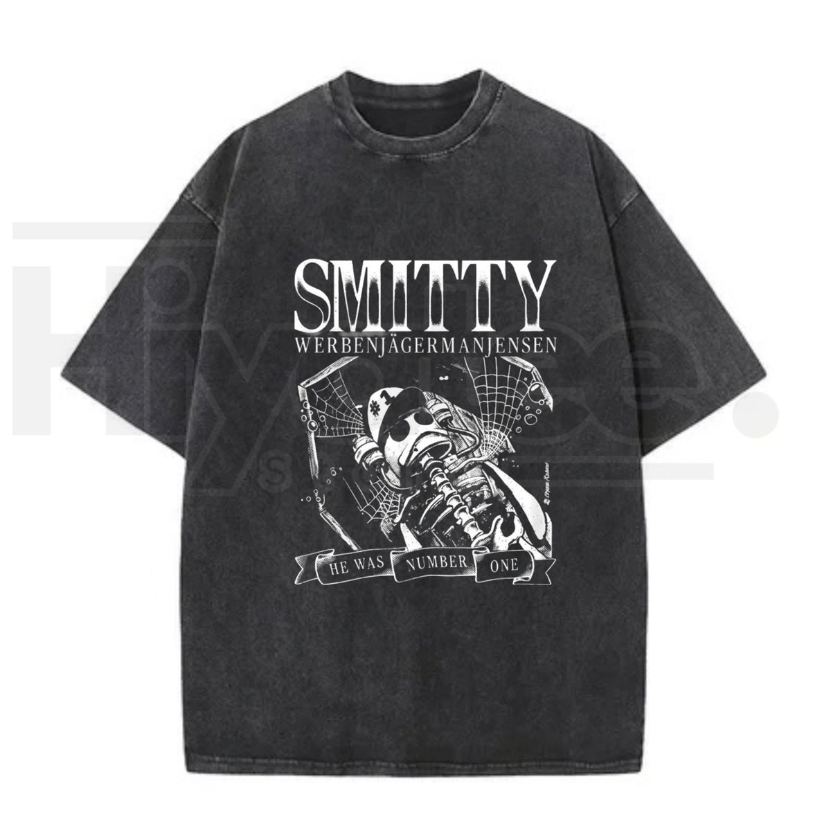 Grunge Bone Art Number One Graphic T-Shirt – Vintage Washed Y2K Streetwear Tee for Men & Women