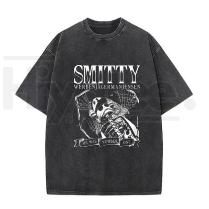 Grunge Bone Art Number One Graphic T-Shirt – Vintage Washed Y2K Streetwear Tee for Men & Women