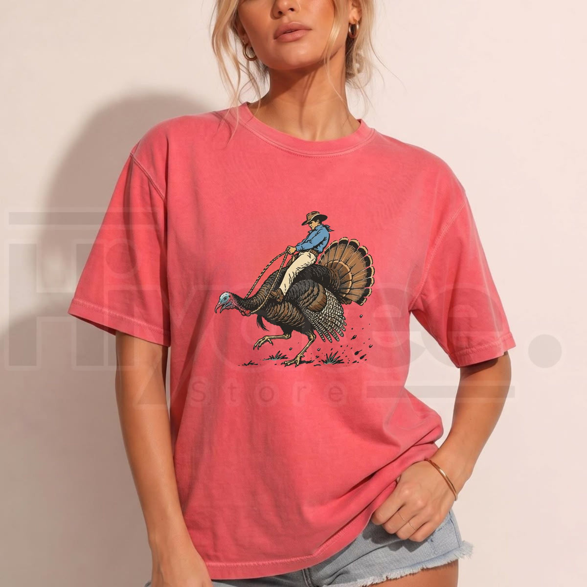 Comfort Colors Cowboy Turkey T-Shirt – Funny Western Rodeo Thanksgiving Tee