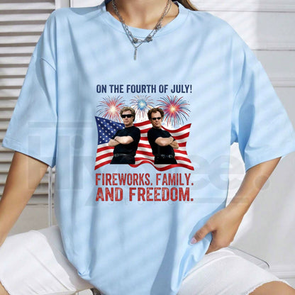"Boats, Hoes, and Freedom" – Funny 4th of July Oversized Graphic Top