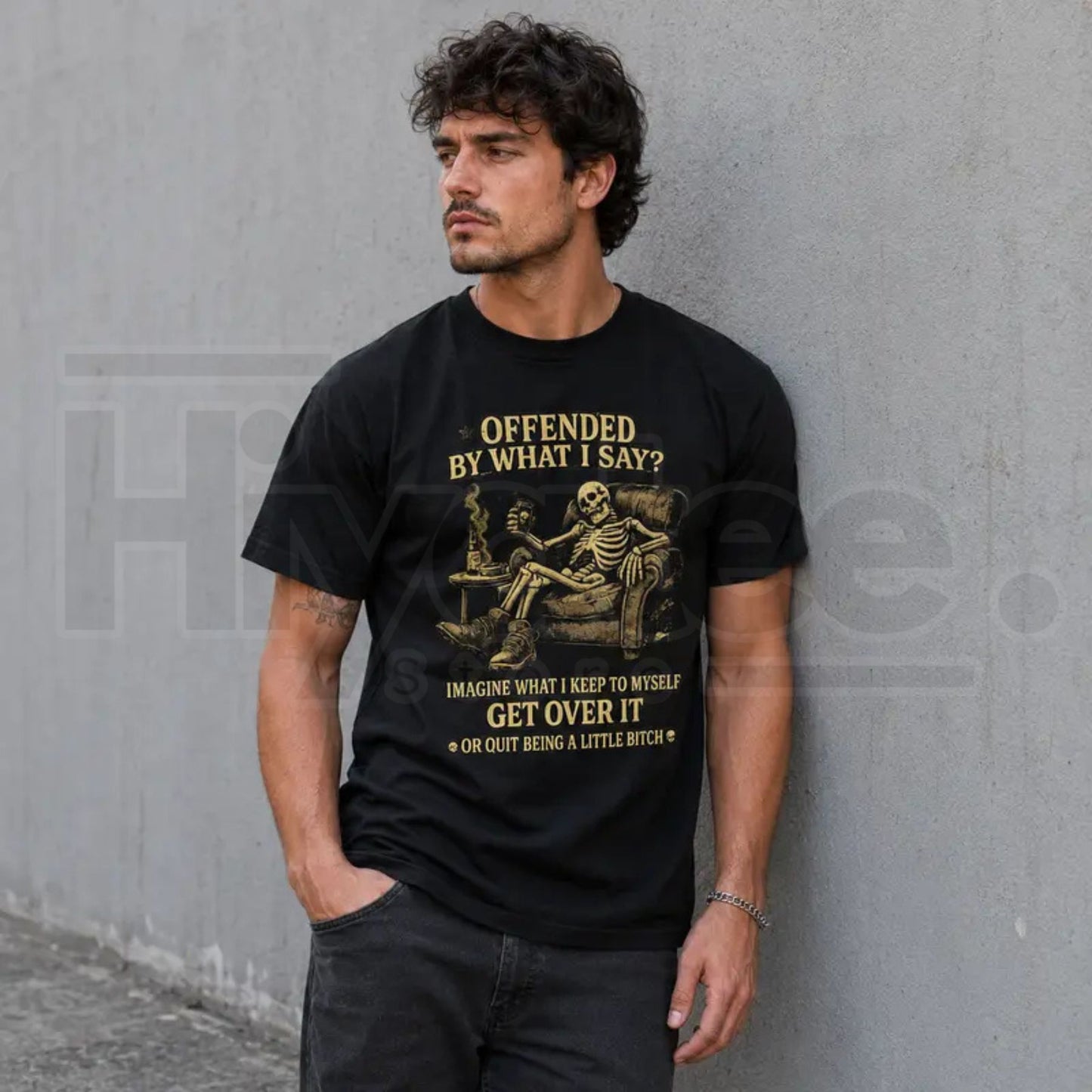 Sarcastic Skeleton & Beer T-Shirt – Black Pure Cotton Streetwear Tee
