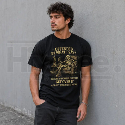 Sarcastic Skeleton & Beer T-Shirt – Black Pure Cotton Streetwear Tee