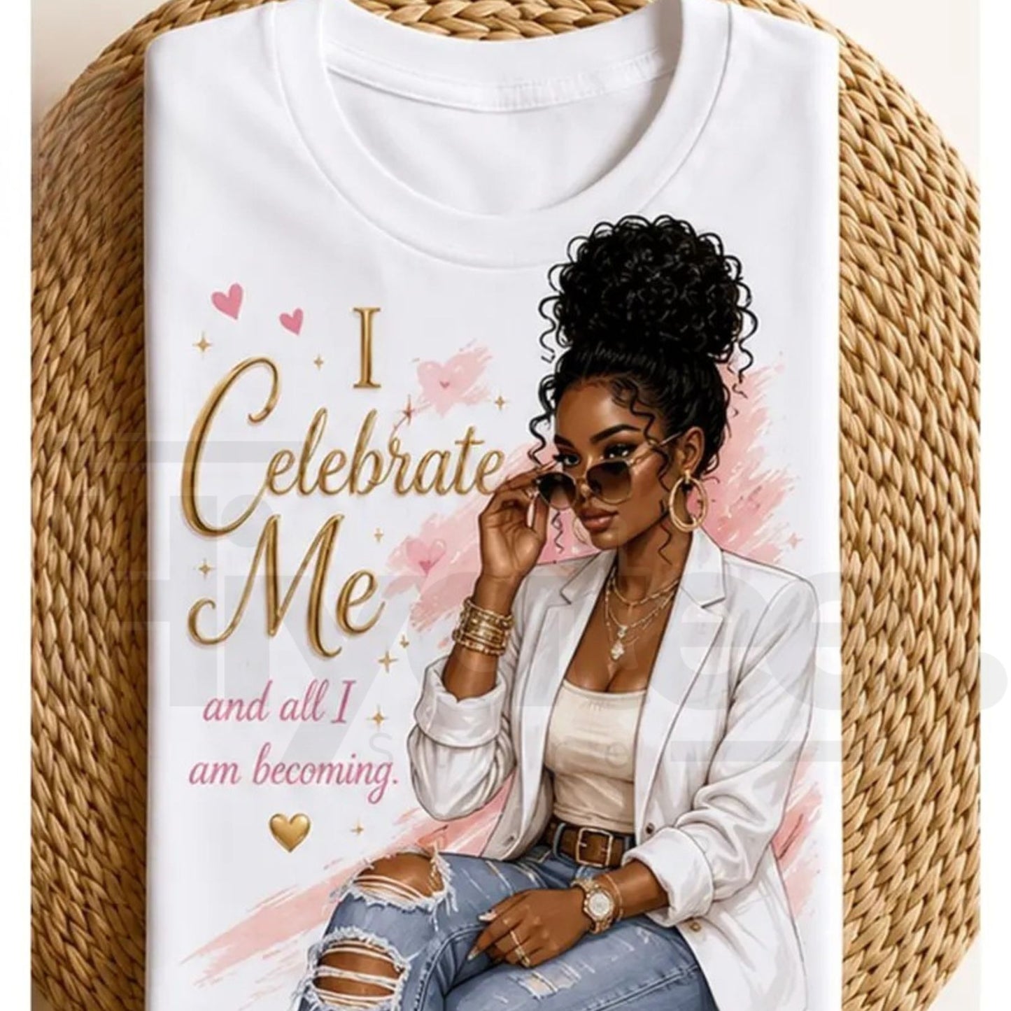I Celebrate Me Metallic Golden Typography T-Shirt – Vintage Graphic Tee