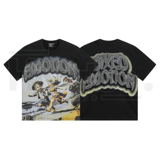 MIXED EMOTION Diamond Angel Graphic Tee – Y2K Vintage Streetwear T-Shirt
