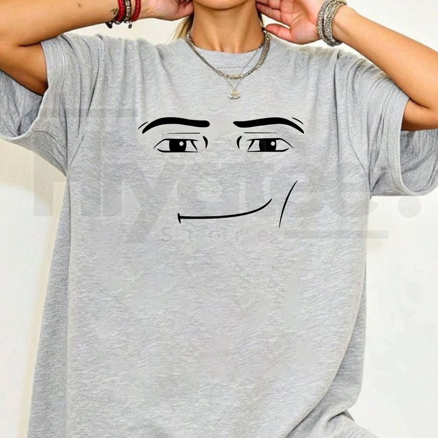 Roblox Minimalist Face Graphic T-Shirt – Sarcastic Expression Tee