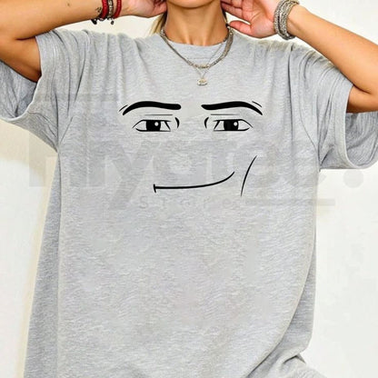Roblox Minimalist Face Graphic T-Shirt – Sarcastic Expression Tee