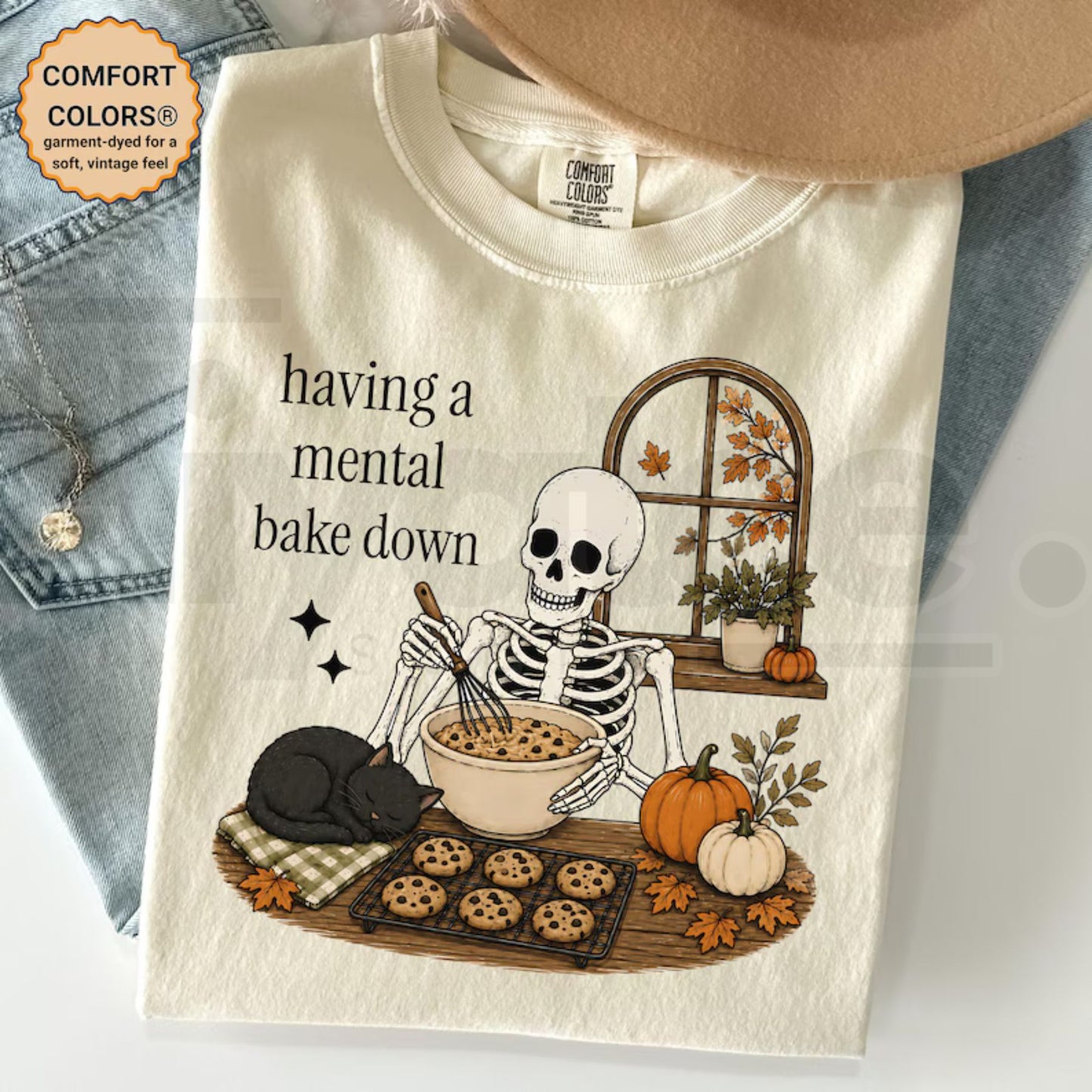 Funny Baking Skeleton Tee Having A Mental Bake Down Shirt Cookie Baker Gift