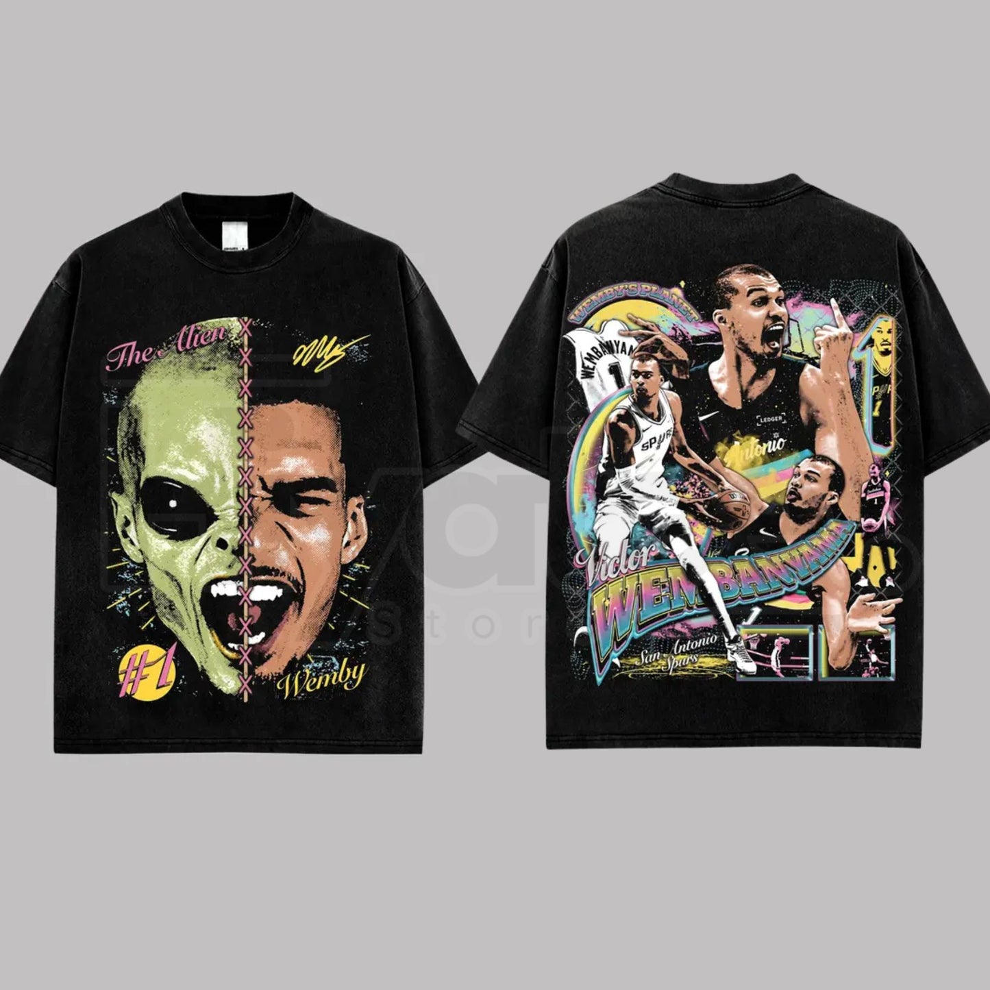 Victor Wembanyama VW1 T-Shirt – Vintage Spurs Nation Basketball Graphic Tee