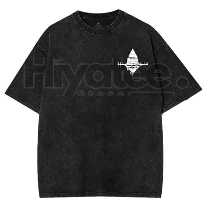 Sword Art Online Kirito B&W T-Shirt – Oversized Acid Wash Anime Tee, Y2K Japanese Manga Streetwear