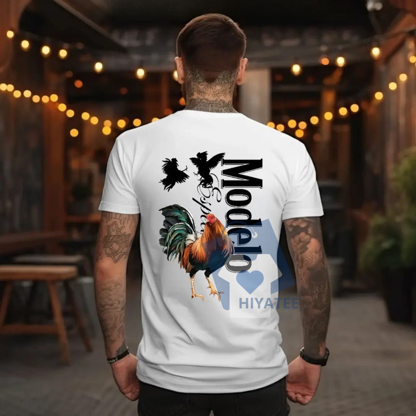 Modelo Rooster T-Shirt – Bold Fighting Rooster Graphic Tee