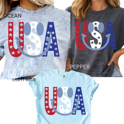 Comfort Colors® America 250 Years Shirt – Floral & Stripe USA 4th of July Graphic Tee