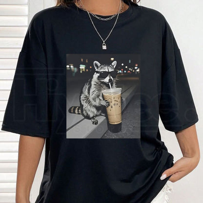 Funny Raccoon Drinking Iced Coffee – Caffeinated Trash Panda