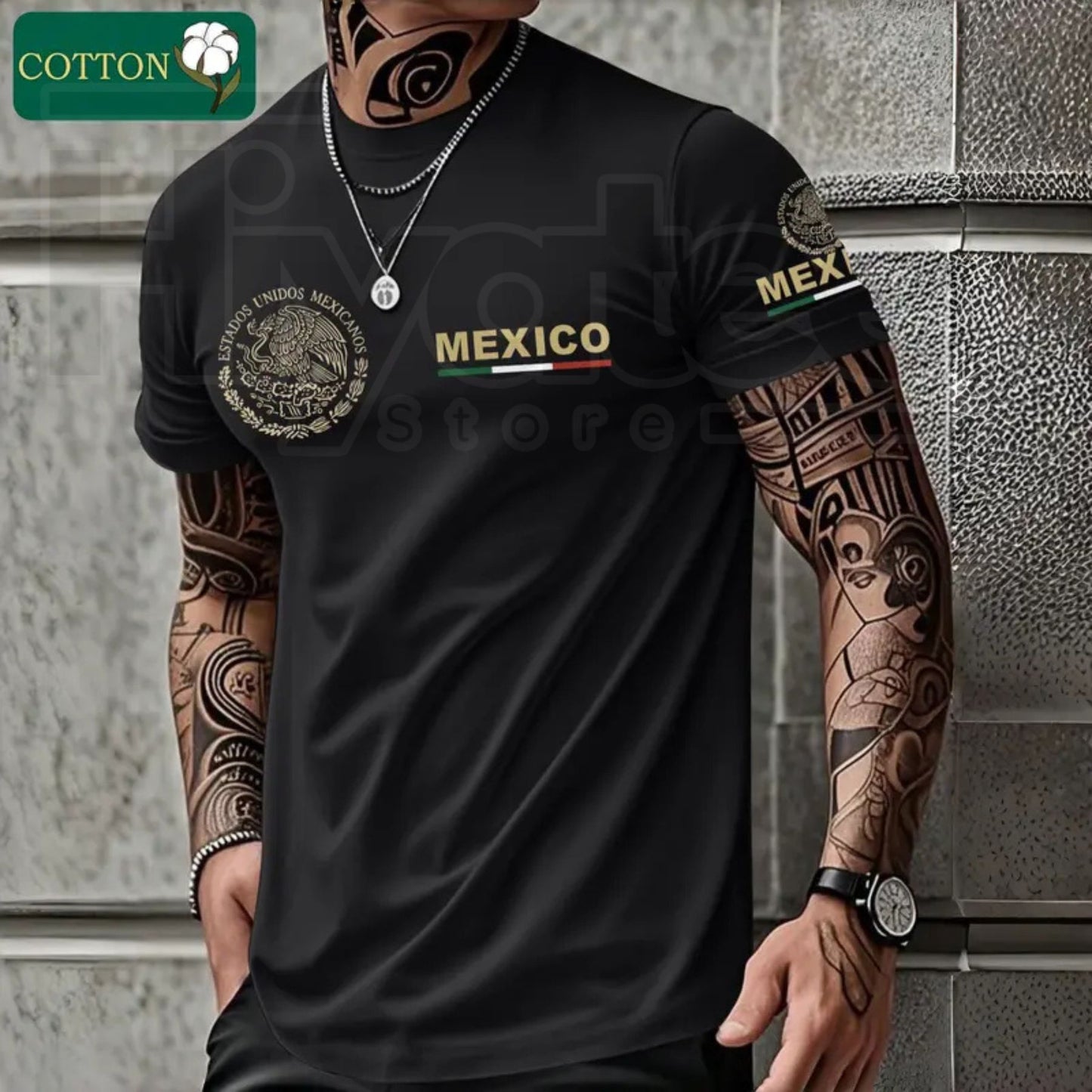 Men's Heavyweight Loose-Fit Mexican Heritage T-Shirt – Summer Casual Streetwear Tee
