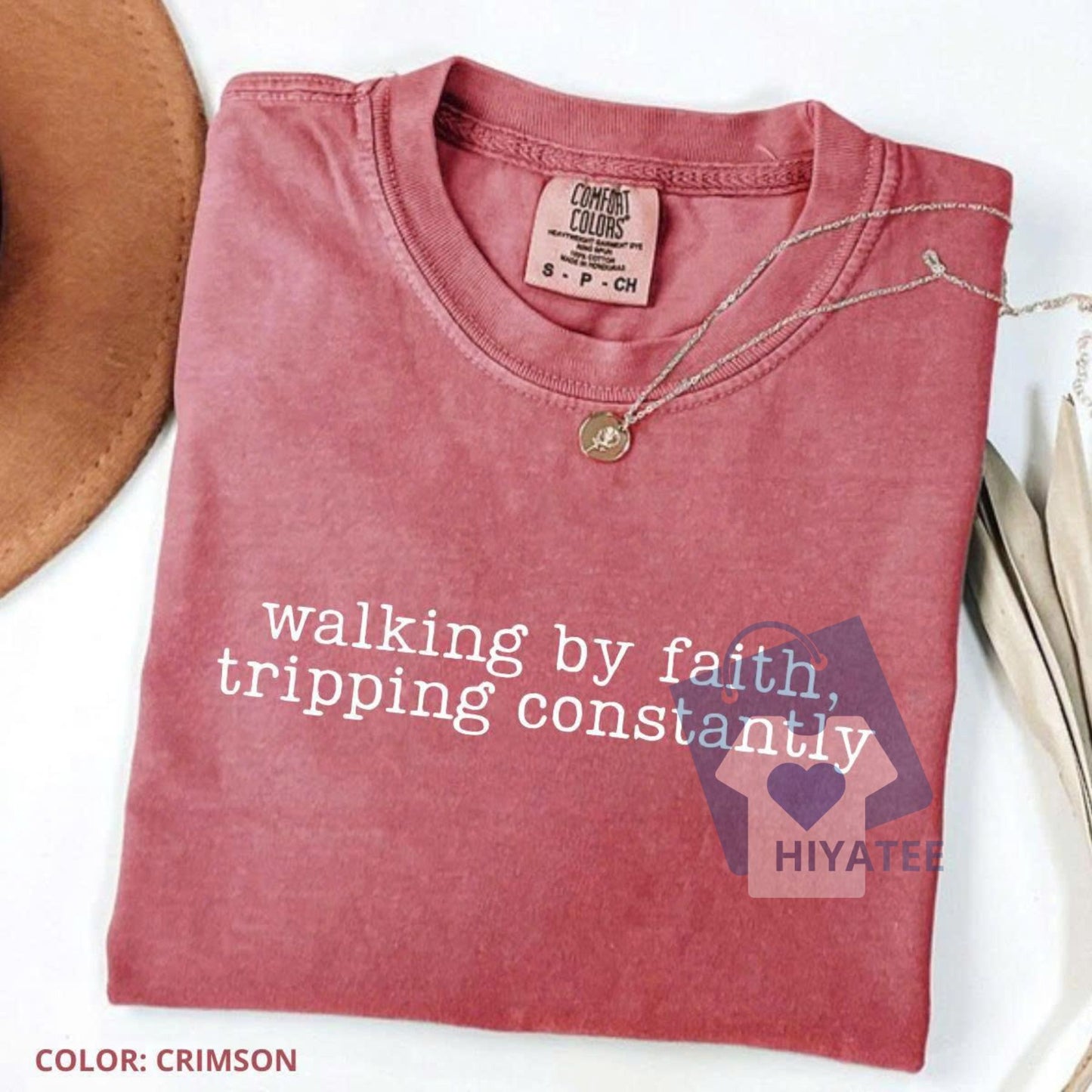 Walking by Faith Tripping Constantly T-Shirt – Comfort Colors Inspirational Christian Tee for Women, Minimal Western Jesus Shirt
