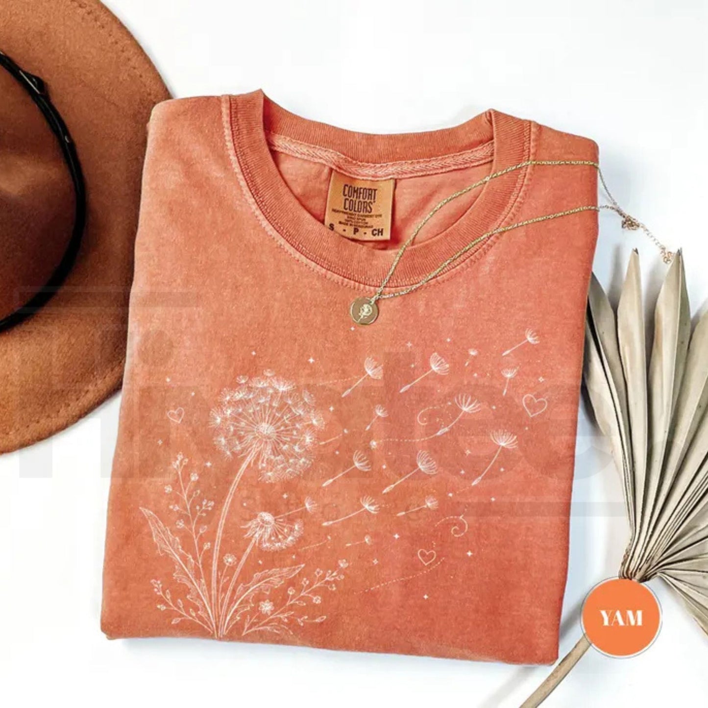 Dandelion Wildflower Comfort Colors T-Shirt Boho Floral Botanical Tee