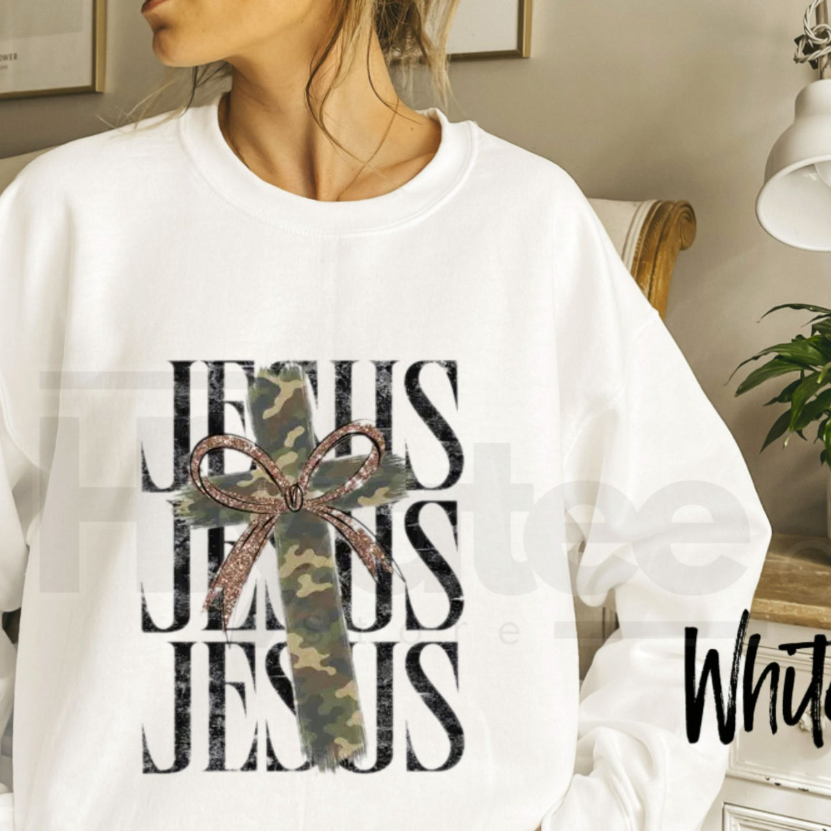 Camo Pattern Jesus Sweatshirt – Christian Camouflage Graphic Crewneck