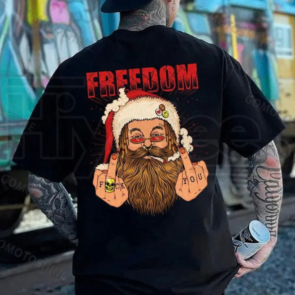 Defiant Santa Claus T-Shirt – Funny Christmas Graphic Tee